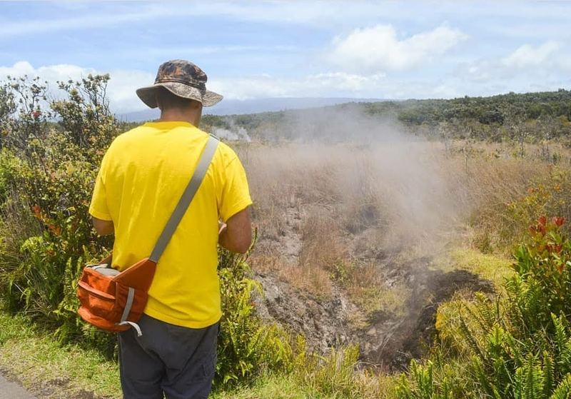 Jessie overlooking geothermal steam